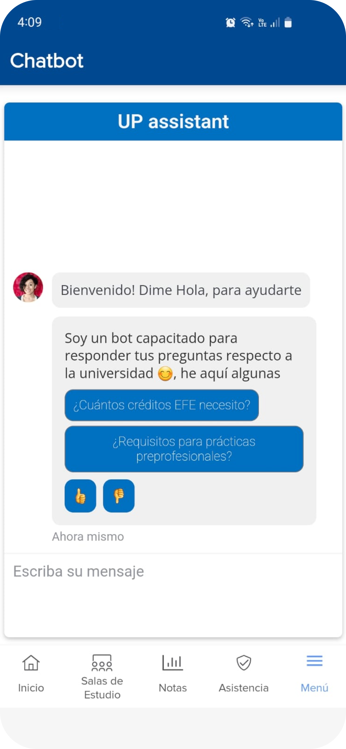 Chatbot feature mockup